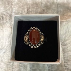 Sterling Silver Carnelian and Gold Plate side Bead